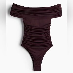 H&M Gathered off the shoulder bodysuit Rich Plum